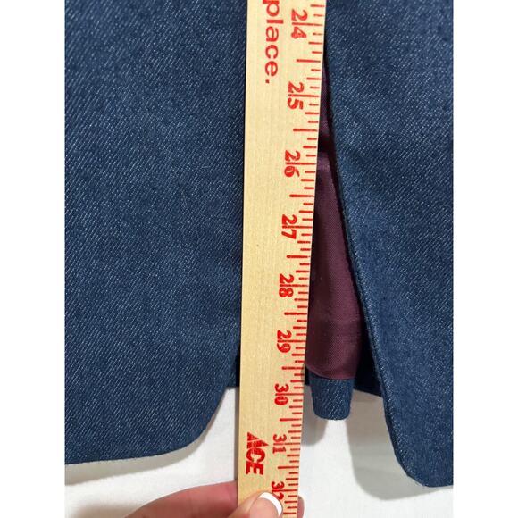 Jag USA Piped Lined Women Sz 6 Blue Denim Blazer Jacket Career Classy Retro - Picture 7 of 10